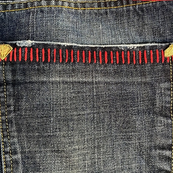 Stash House Denim Blue Jeans Baggy Pants Skulls Distressed - Picture 7 of 15